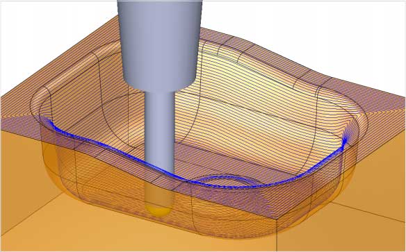 acabado superficial geodésico 3d en 3 ejes