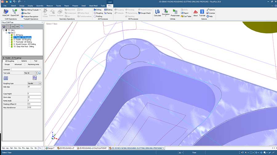 Material sobrante en Fresado 2D